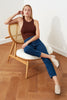 2022 Spring High Waist Mom Jeans Woman Fashionable Casual Straight Pants Indigo Blue Female Washed Denim Skinny Pencil