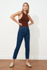 2022 Spring High Waist Mom Jeans Woman Fashionable Casual Straight Pants Indigo Blue Female Washed Denim Skinny Pencil