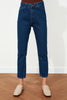 2022 Spring High Waist Mom Jeans Woman Fashionable Casual Straight Pants Indigo Blue Female Washed Denim Skinny Pencil