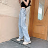 2022 Spring autumn  harajuku high waist with Chain design  jeans woman leisure streetwear hip hop pants