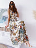 2023 Summer Deep V Sexy Open Back Print Bandage Long Dress Skirt For Work Women Suit Tailleurs Jupes Office Clothes Brazer