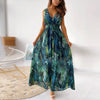 2023 Summer Deep V Sexy Open Back Print Bandage Long Dress Skirt For Work Women Suit Tailleurs Jupes Office Clothes Brazer