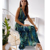 2023 Summer Deep V Sexy Open Back Print Bandage Long Dress Skirt For Work Women Suit Tailleurs Jupes Office Clothes Brazer