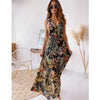 2023 Summer Deep V Sexy Open Back Print Bandage Long Dress Skirt For Work Women Suit Tailleurs Jupes Office Clothes Brazer