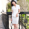 2023 Summer Female Elegant Women's Skirt Suit White Black Blazer Bussiness Jacket Office Lady 2 Pieces Set Plus Size S-5XL