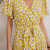 2022  Summer Small Fresh Floral V Neck Short Sleeved Chiffon Dress For Women's Daisy Bandage Large Long Dress