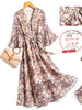 2023 Summer dresses chiffon floral Half Sleeve V-neck Elastic waist  A-Line Slim Long Midi Dress Casual Beach Holidays