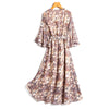 2023 Summer dresses chiffon floral Half Sleeve V-neck Elastic waist  A-Line Slim Long Midi Dress Casual Beach Holidays