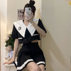 2022 Sweet Women Set Preppy Style Summer Double Breasted Blouse and High Waist Pleated Skirt Japanese Style Jk Set