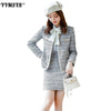 2022 Winter Women's Plus Size Skirt Suit Two-piece Elegant  Long Sleeve Ladies Jacket High Waist Skirt