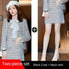 2022 Winter Women's Plus Size Skirt Suit Two-piece Elegant  Long Sleeve Ladies Jacket High Waist Skirt