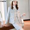 2022 Winter Women's Plus Size Skirt Suit Two-piece Elegant  Long Sleeve Ladies Jacket High Waist Skirt