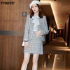 2022 Winter Women's Plus Size Skirt Suit Two-piece Elegant  Long Sleeve Ladies Jacket High Waist Skirt