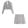 2022 Women 2 piece set suit Cropped Blazer and Mini Skirt Elegant High Chic Lady Woman two piece blazer skirt set