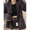 2022 Women 2 piece set suit Double breasted Blazer and Mini Skirt Elegant High Chic Lady Woman blazer suits