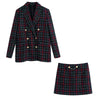 2022 Women 2 piece set suit Double breasted Blazer and Mini Skirt Elegant High Chic Lady Woman blazer suits