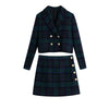 2022 Women 2 piece set suit Double breasted Cropped Blazer ＆ Mini Skirt Woman blazer and skirt set Chic Lady outfits