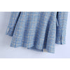 2022  Women Blazer Double-Breasted Long Sleeves Checkered Textured Suit Casual Chic Lady Woman Blazer Suit