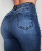 2022 Women Dark Blue High Waist Beaded Jeans High Stretch Denim Pencil Pants Street Casual Push Up Hip Jeans S-2XL
