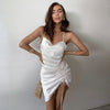 2022  Women Dress Summer Spaghetti Strap Backless Bandage Drawstring Dress Party Club Sexy Elegant White Dresses Female
