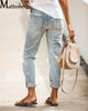 2022 Women Mid Waist Boyfriend Big Ripped Hole Jeans Casual High Street Denim Pants Sexy Vintage Pencil Calca Jeans