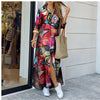 2022  Women Long Sleeve Shirt Dress Spring Printed Maxi Dresses Ladies Turn-Down Collar Loose Sundress Party Dresses #YY