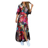 2022  Women Long Sleeve Shirt Dress Spring Printed Maxi Dresses Ladies Turn-Down Collar Loose Sundress Party Dresses #YY