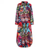 2022  Women Long Sleeve Shirt Dress Spring Printed Maxi Dresses Ladies Turn-Down Collar Loose Sundress Party Dresses #YY