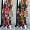 2022  Women Long Sleeve Shirt Dress Spring Printed Maxi Dresses Ladies Turn-Down Collar Loose Sundress Party Dresses #YY