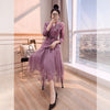 2022 Women Oversized Suit Long Coat Mesh Skirt Two-Piece Set Autumn Spring Female Elegant Solid Blazer Dress Suits With Belt