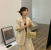 2023 Women Summer Basics Blazer Two Pieces Set Casual Suits Half Sleeve Coat with High Waist A-line Skirt Sets
