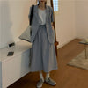 2023 Women Summer Basics Blazer Two Pieces Set Casual Suits Half Sleeve Coat with High Waist A-line Skirt Sets