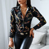 2023 Women's Slim V-neck Shirts Contrast Color Long Sleeved Blouses Tops OL Style Casual Printing Clothing