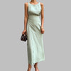 2022    Elegant Sleeveless Dress For Women O Neck Sleeveless High Waist Summer Solid Midi Dresses