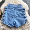 2022 summer denim shorts women's high waist slimming Casual shorts side metal breasted motorcycle wide-leg denim Shorts