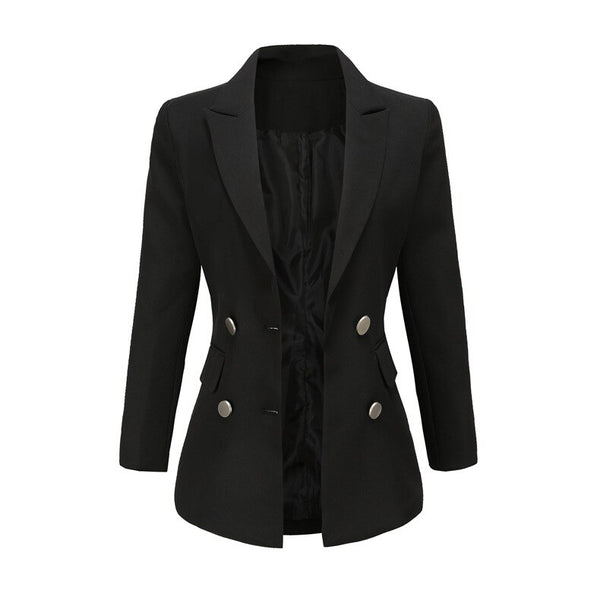 2023 Designer Blazer Jacket Women's Shawl Collar Double Breasted Lion Buttons Slim Fitting Blazer