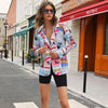 2023 Original Design Blazers Newspaper Print HighStreet Tops Women Slim Unique Clothes Spring Autumn Temperament Outwear