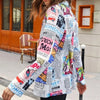 2022 Original Design Blazers Newspaper Print HighStreet Tops Women Slim Unique Clothes Spring Autumn Temperament Outwear