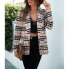 2023 Plaid Blazer Women Jacket Suit Long Sleeve Autumn Winter Female Casual Coat Top Office Suits M6196
