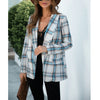 2023 Plaid Blazer Women Jacket Suit Long Sleeve Autumn Winter Female Casual Coat Top Office Suits M6196
