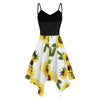 2022 Plus Size Summer Dress Women  Ladies Sunflower Print Asymmetric Camis Handkerchief V-Neck Dress vestidos платье летн