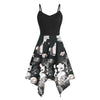 2022 Plus Size Summer Dress Women  Ladies Sunflower Print Asymmetric Camis Handkerchief V-Neck Dress vestidos платье летн