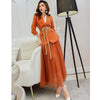 2023 Plus Size Women's Suit Blazer Dress Long Jacket Mesh Dresses Two Piece Set With Belt Elegant Women Winter Coat Dress Sets