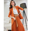 2023 Plus Size Women's Suit Blazer Dress Long Jacket Mesh Dresses Two Piece Set With Belt Elegant Women Winter Coat Dress Sets