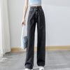 2022 Popular Women Loose Jeans High Waist Straight Multi Pockets Thin Denim High Waist Straight Wide Leg Jeans for Work