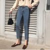 2022 Popular Slim Jeans Women's Thin High Waist Slim Cropped Trousers Vintage Office Ladies Wear Zipper Denim Pants Female