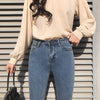 2022 Popular Slim Jeans Women's Thin High Waist Slim Cropped Trousers Vintage Office Ladies Wear Zipper Denim Pants Female