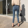 2022 Popular Slim Jeans Women's Thin High Waist Slim Cropped Trousers Vintage Office Ladies Wear Zipper Denim Pants Female