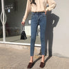 2022 Popular Slim Jeans Women's Thin High Waist Slim Cropped Trousers Vintage Office Ladies Wear Zipper Denim Pants Female
