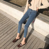 2022 Popular Slim Jeans Women's Thin High Waist Slim Cropped Trousers Vintage Office Ladies Wear Zipper Denim Pants Female